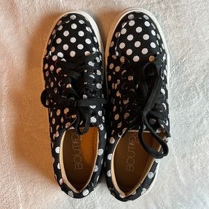 Black Polka Dot Lace-Up Sneakers